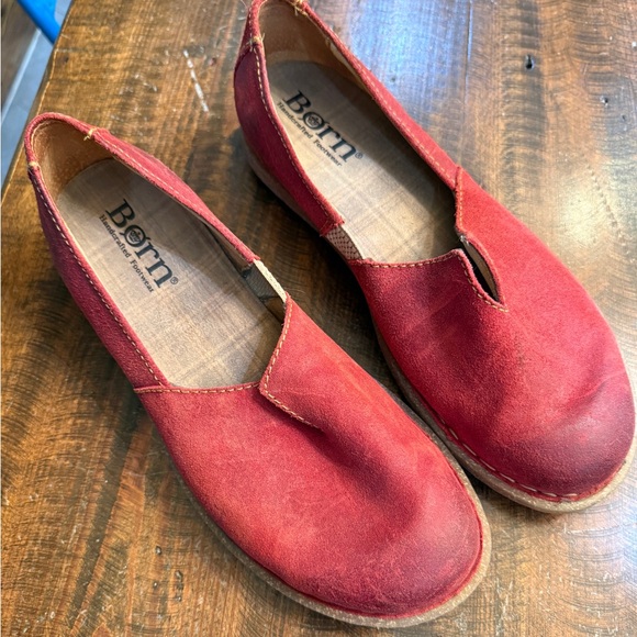 Born Red Suede Casual Slip-On Flats - Picture 2 of 7